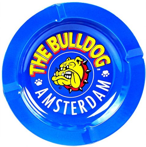 Bulldog  Printed  Metal  Ashtray  Blue